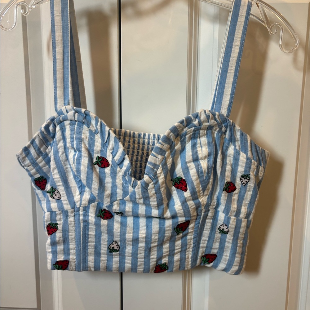 Maeve Blue and White Striped Top